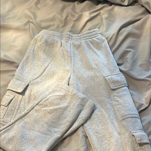 Gray Relaxed Fit Trousers with Elastic Waistband